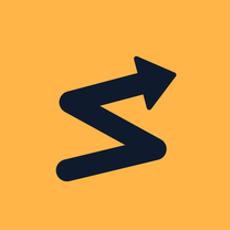 ShiftUp logo: a navy zig-zag S that rises into an arrow, on amber